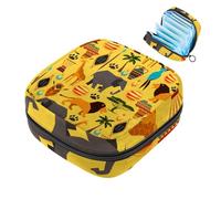 Borsa portatile per assorbenti igienici, borsa per coppette mestruali femminili per ragazze adolescenti, kit per primo ciclo mestruale, animali della foresta africana, elefante, giraffa