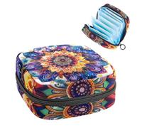 Borsa portatile per assorbenti igienici, borsa per coppette mestruali femminili per ragazze adolescenti, kit per primo ciclo mestruale, mandala colorato