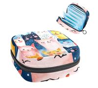 Borsa portatile per assorbenti igienici, borsa per coppette mestruali femminili per ragazze adolescenti, kit per primo ciclo mestruale, acquerelli con gatti carini