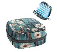 Borsa portatile per assorbenti igienici, borsa per coppette mestruali femminili per ragazze adolescenti, kit per primo ciclo mestruale, fiori e farfalla su legno