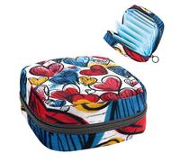 Borsa portatile per assorbenti igienici, borsa per coppette mestruali, per ragazze adolescenti, kit per primo ciclo mestruale, graffiti con cuori colorati