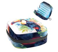 Borsa portatile per assorbenti igienici, coppetta mestruale, borsa per assorbenti mestruali femminili per ragazze adolescenti, kit primo ciclo di tamponi, Tucano uccello tropicale