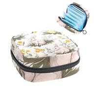 Borsa portatile per assorbenti igienici, coppetta mestruale, borsa per assorbenti mestruali femminili per ragazze adolescenti, kit primo ciclo di tamponi, coniglietti vintage, uova colorate e fiori