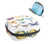 Borsa portatile per assorbenti igienici, coppetta mestruale, per ragazze adolescenti, kit per primo ciclo mestruale, set di acquerelli, farfalle volanti, libellule e api