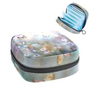 Borsa portatile per assorbenti igienici, per coppette mestruali, per ragazze adolescenti, kit per primo ciclo mestruale, motivo con farfalle e acquerelli