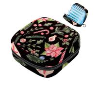 Borsa portatile per assorbenti igienici, per coppette mestruali, per ragazze adolescenti, kit per primo ciclo mestruale, motivo natalizio con elementi floreali