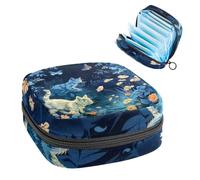 Borsa portatile per assorbenti igienici, per coppette mestruali, per ragazze adolescenti, kit per primo ciclo mestruale, piccoli gattini camminano tra bellissimi fiori