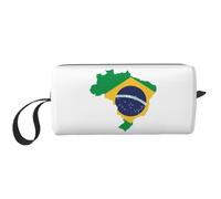 Borsa portatile per il trucco, borsa da bagno con delfino che gioca ad acqua per uomini e donne, Brasile colorato appassionato, 20 x 6 x 9 cm