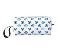 Borsa portatile per il trucco, borsa da bagno con delfino che gioca ad acqua per uomini e donne, Occhi semplici blu del fumetto, 20 x 6 x 9 cm