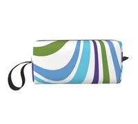 Borsa portatile per il trucco, borsa da bagno silenziosa per uomini e donne, Astratto Verde Blu, 20 x 6 x 9 cm