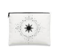 Borsa portatile per il trucco, motivo astratto con fiocco di neve, borsa da viaggio per donne, piccola borsa in tela con cerniera, borsa da toilette invernale per la cura della pelle, bianco, 7x9 Inch