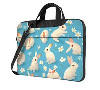 Borsa portatile per laptop con motivo floreale con piccoli animali, con tracolla, può essere indossata come borsa a tracolla, Nero , 13 inch