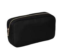 Borsa Portatrucchi Letter Patch Custom Travel Cosmetic Bag Personalized Nylon Pouch Toiletry Chenille Makeup Toiletries Girl per Donne(Black,L)