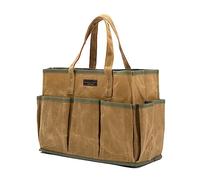 Borsa portautensili | 16OZ Waxed Canvas Tool Bag, 1 borsa grande capacità + 10 slot esterni, multiuso riutilizzabile per lavori di giardinaggio, set carpentry Tools - Kaki