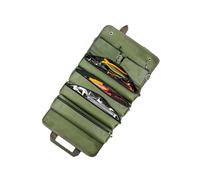 Borsa Portautensili Arrotolabile, Organizer per Utensili Resistente con 2 Tasche con Cerniera Staccabili, Contenitore Compatto per Utensili per Uomini
