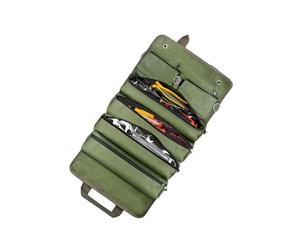 Borsa Portautensili Arrotolabile, Organizer per Utensili Resistente con 2 Tasche con Cerniera Staccabili, Contenitore Compatto per Utensili per Uomini