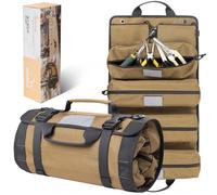 Borsa portautensili arrotolabile, resistente, con 6 tasche per attrezzi con etichetta, piccola borsa per attrezzi rimovibile, regali per elettricisti, falegnami, idraulici, meccanici, hobbisti