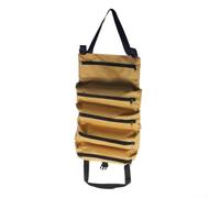 Borsa portautensili portatile con cerniera e quattro tasche, realizzata in robusto tessuto Oxford 600D, pieghevole e leggero per un facile trasporto degli attrezzi (cachi)