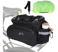 Borsa posteriore espandibile, capacità da 17 a 35 l, portabagagli con tracolla e copertura antipioggia, grande borsa da sella per ciclismo, facile installazione per gite notturne sicure