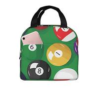 Borsa Pranzo Billiards Full Base Pattern Borsa Pranzo Isolata Pieghevole Resistente All'Acqua Donna Borse Frigo, Per Shopping, Campeggio, Lavoro, 20x22cm