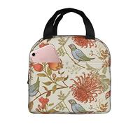 Borsa Pranzo Birds Shore Flower Pattern Borsa Da Spiaggia Donne Uomini Borse Da Picnic, Per All'Aperto Picnic, Lavoro, Campeggio, 20x22cm