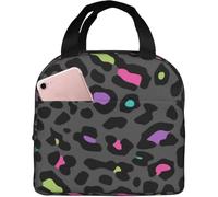 Borsa Pranzo Popular Leopard Grey Effect Borsa Da Spiaggia Pieghevole Riutilizzabile Borse Da Picnic, Per Shopping, Campeggio, Lavoro, 20x22cm