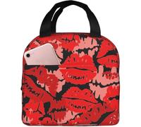 Borsa Pranzo Red Lips For Valentines Day Borsa Frigo A Prova Di Perdite Resistente All'Acqua Borse Da Picnic, Per Campeggio, Viaggi, Adulti, 20x22cm