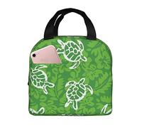 Borsa Pranzo Sea Turtle Hibiscus Green Borsa Termica Per Il Pranzo Uomini Riutilizzabile Organizzatore Del Piccola, Per Viaggi, Shopping, Ufficio, 20x22cm