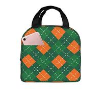 Borsa Pranzo St Patrick Day Green Plaid Borsa Da Spiaggia Donne A Prova Di Perdite Organizzatore Del Piccola, Per Shopping, Adulti, Viaggi, 20x22cm
