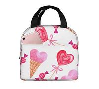 Borsa Pranzo Watercolor Valentine'S Day Borsa Per Il Pranzo Donne Uomini Borse Da Picnic, Per Lavoro, Campeggio, Shopping, 20x22cm