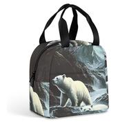 Borsa Pranzo White Bears In The Wilder Borsa Pranzo Isolata Resistente All'Acqua Più Calda Resistente Donna Borse Frigo, Per Lavoro, All'Aperto Picnic, Shopping