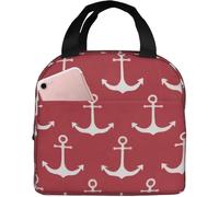 Borsa Pranzo White Nautical Anchor Red Area Borsa Frigo Resistente All'Acqua Più Calda Resistente Borse Da Picnic, Per Adulti, Shopping, All'Aperto Picnic, 20x22cm