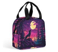 Borsa Pranzo Wolf Howling At The Moon Borsa Frigo Pranzo Pieghevole Resistente All'Acqua Borse Da Picnic, Per All'Aperto Picnic, Shopping, Bambini