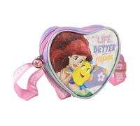 Borsa Principesse Disney per Bambine Tracolla Regolabile a Cuore con Ariel e Flounder Borsetta Passeggio con Zip e Pompon 15 x 14 x 4 cm