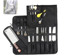 Borsa Professionale per Coltelli Da Chef, Realizzata In Nylon Cerato Antimacchia, Organizzatore Di Coltelli E Utensili Da Cucina a 20 Tasche, Portautensili Portatile