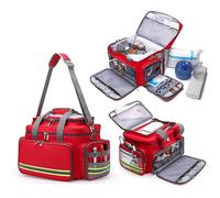 Borsa professionale per kit di pronto soccorso con divisori interni staccabili per cure mediche di emergenza e salute domestica, Rosso