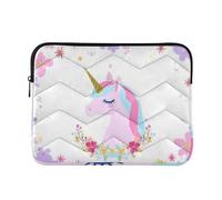 Borsa protettiva per laptop in poliestere 360 da 13 a 14 pollici custodia trapuntata per laptop con cerniera per viaggi di lavoro - fiori colorati unicorni sogno L