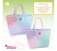 Borsa PU TintaUnita Be Happy 31x28x14cm Gradient Zip Doppia Tasca + Accessorio