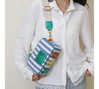 Borsa quadrata con stampa a righe, nuova collezione 2025, alta attrattiva, alla moda e leggera, borsa a tracolla da viaggio, borsa a spalla da donna dai colori a contrasto, comoda cinghia larga per la