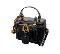 Borsa quadrata in poliuretano da donna, borsa tote in pelle PU quadrata da donna, grande capacità, per cosmetici, telefono cellulare, chiavi, contenitore per compleanno, festa della mamma, Nero