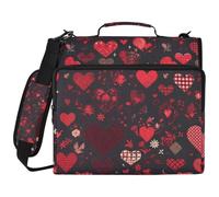 Borsa raccoglitore a 3 anelli con cerniera a forma di cuore rosso | Portfolio Organizer con anelli da 5,1 cm, adatto per laptop da 14 pollici, per scuola e ufficio