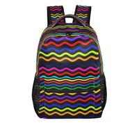 Borsa Rainbow Wavy Stripe Zainetto Asilo alta capacità | Regolabile Backpack Comodo Zaini Scuola Materna Medie