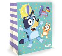 Borsa regalo Bluey, perfetta per i fan di Bluey The Australian Heeler di qualsiasi età, borsa regalo di compleanno, licenza ufficiale e risorse responsabili, dimensioni 33 x 26 x 13,5 cm, multicolore