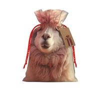 Borsa regalo con coulisse con stampa alpaca per festa di matrimonio e compleanno, borsa regalo unica riutilizzabile in tela, 1 pezzo, Nero, Medium