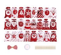 Borsa Regalo Con Coulisse In Materiale Satinato - Borsa Per Calendario Avvento, Calendario Conto Alla Rovesima Fai Da Te | Buon Effetto Decorativo, Modello Di Natale Per Il Giorno Di Azione Grac