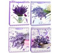 Borsa regalo di carta con motivo di lavanda 32 x 26 x 12 cm