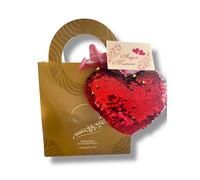 Borsa Regalo Elegante con Cioccolatini Assortiti 190g e Peluche Cuore | Idea Regalo Festa della Mamma | Cioccolatini al Latte, Bianco e Fondente | Confezione Regalo Dolce e Romantica