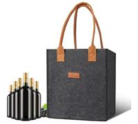 Borsa regalo in feltro per bottiglie di vino, con sei scomparti per bottiglie e interno a tenuta stagna per un trasporto sicuro, borsa da viaggio per vino a tenuta stagna, Multicolore, NERO, Unisex
