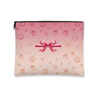 Borsa regalo per il trucco, fiocco di pesca e sacchetto da viaggio cosmetico con motivo presente, per donne, piccola borsa portatile in tela con cerniera, borsa da toilette per la cura della pelle