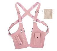 Borsa regolabile in pelle di alta qualità, portafoglio nascosto sotto le ascelle con doppia tasca, accessorio da viaggio per uomini e donne, rosa, One Size Fits Most Adults